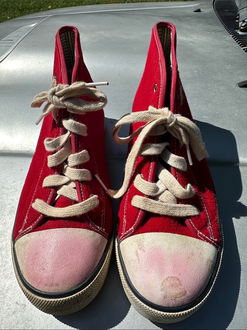 Tommy Hilfiger Red High-Top Sneakers with Cream Laces